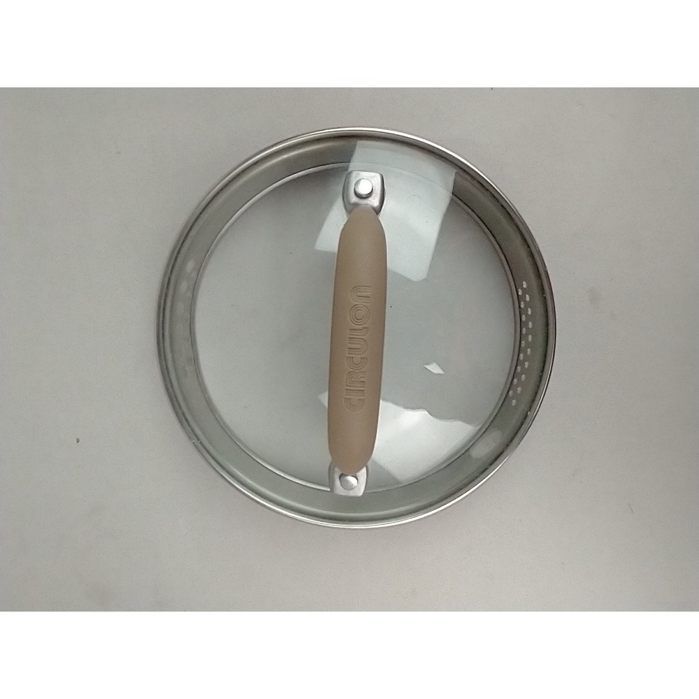 Circulon 7 Inch Straining Glass Lid Stainless Steel Rim‎ Tan Handle XFAK2007154